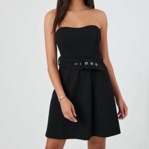 Forever 21 Black Strapless A-Line Babydoll Cocktail Mini Homecoming Dress Size S